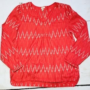 J. Crew Coral & White Boho Chic Blouse